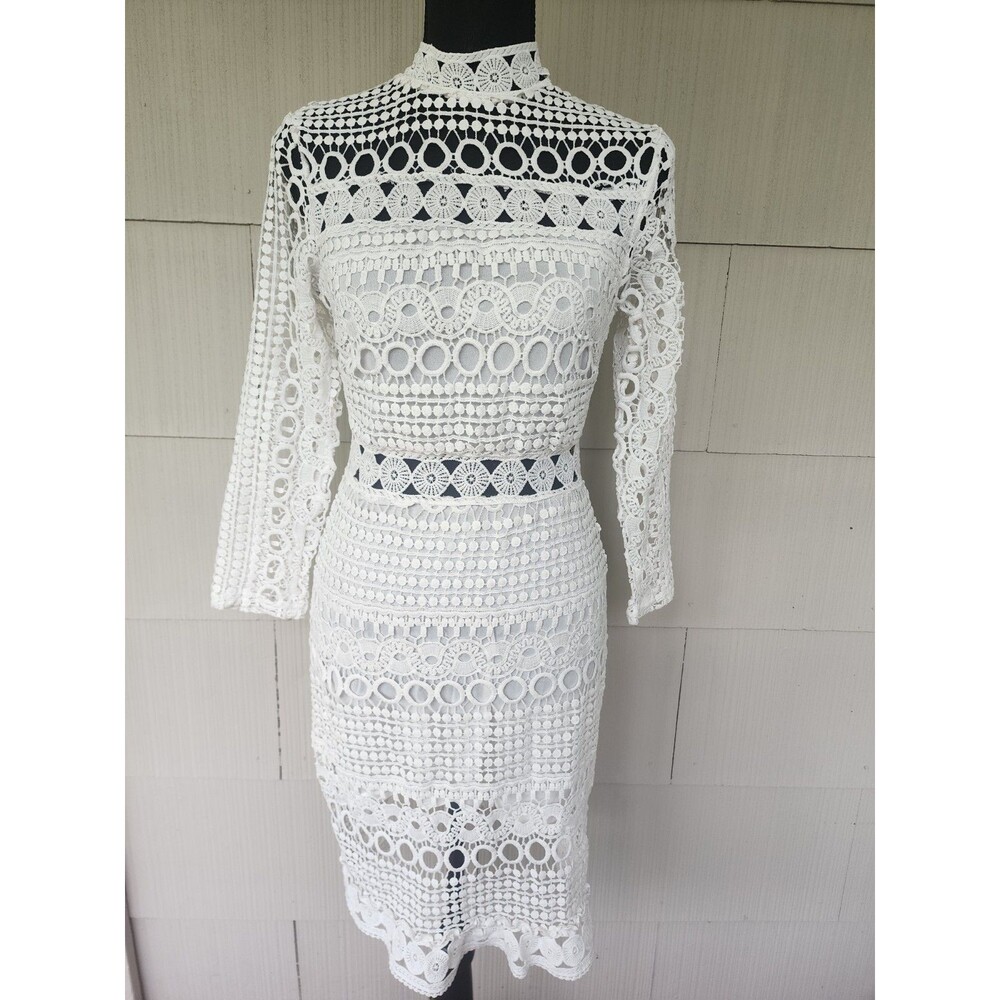 Yoins Online Inspiration White Lace Dress Women's Size Extra Small XS Cut Outs